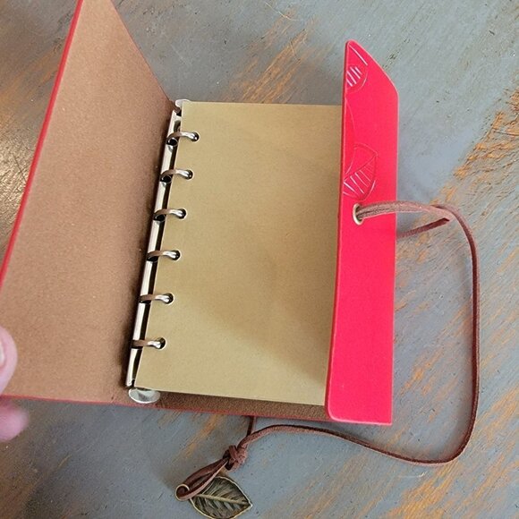 Red Boho Notebook Journal with Leaf Design to Fit in your Handbag - NWOT - Picture 4 of 5
